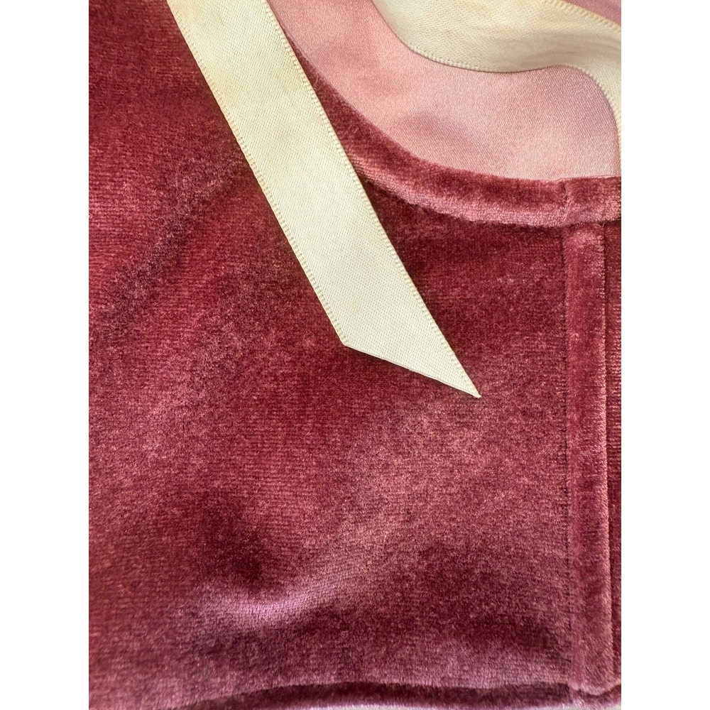 Sugar Trill Burgundy Velvet Corset Bustier Crop Top Ivory Ribbon LaceUp S - Picture 10 of 12